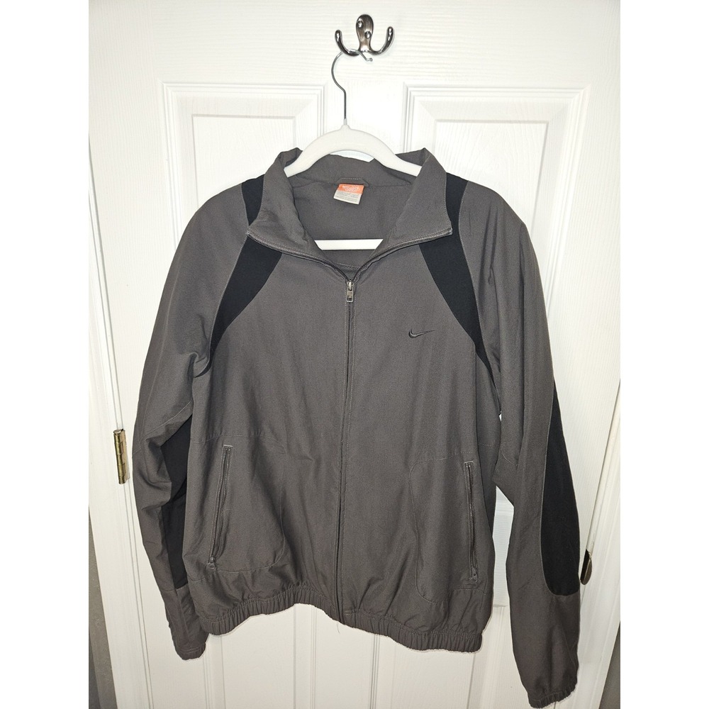 Vintage Nike The Athletic Dept Full Zip Track Jacket Gray Black Men's Size LG